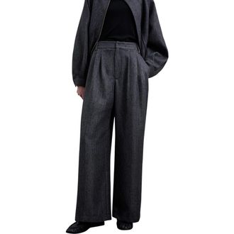 Scalpers Herringbone Pleated Trousers in Grey at Nordstrom, Size 38 Eu