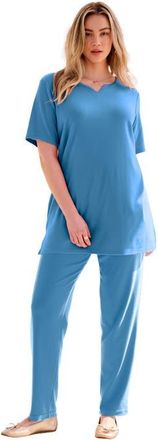 Roaman's Plus Size Soft Knit Tunic With Notch Neckline in Dusty Indigo at Nordstrom, Size Medium