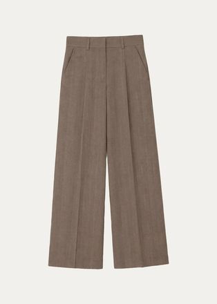 Officine G&eacute;n&eacute;rale Pleated Virgin Wool Wide-Leg Trousers