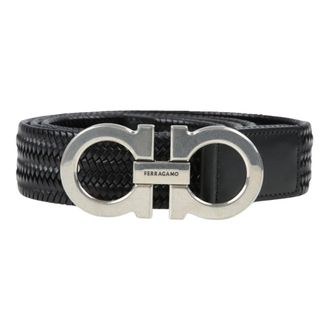 Ferragamo Gancini Stretch Riem - Heren - Accessoires - Zwart - Maat: 105 CM Leer