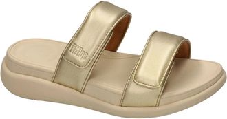 FitFlop Schoenen, Dames, Geel, 40 EU, F-Mode GO Verstelbare Flatform Two-Bar Slippers