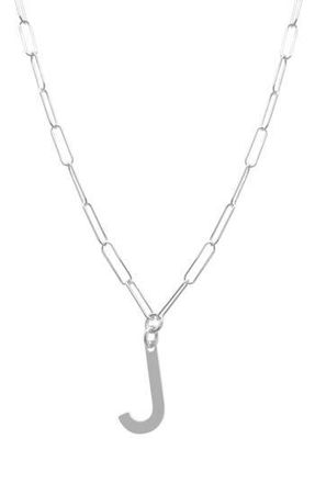 Adornia Initial Pendant Paperclip Necklace in Silver - J at Nordstrom Rack
