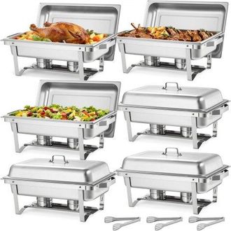 OEM Juego De Platos De Frotamiento Rectangulares 6 X 8,6 L, Calentador De Buffet De Acero Inoxidable De Grado Alimenticio, Calentador De Alimentos Para Ma
