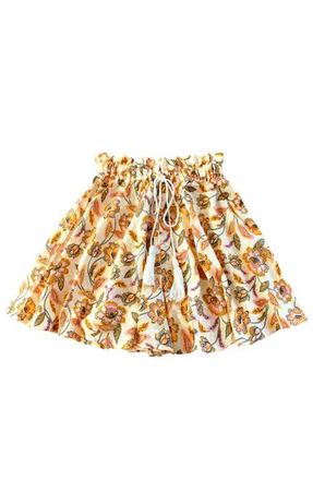 Brunna.Co Sekar Floral Skort | High-Waisted Cotton Skirt Shorts in Yellow at Nordstrom, Size Medium