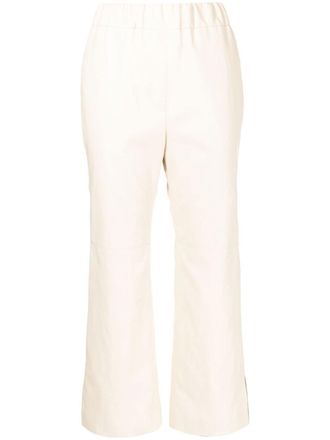 GOEN.J high waist cropped trousers - women - Polyurethane/Rayon - M - Neutrals