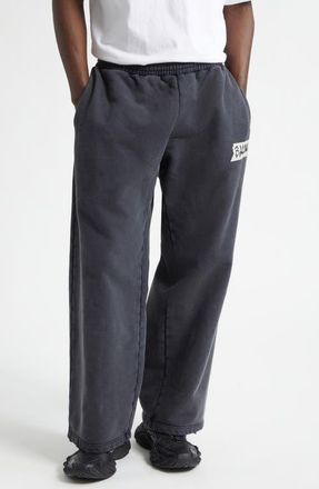 Balenciaga Masking Tape Logo Heavy Fleece Sweatpants in Faded Washed Black at Nordstrom, Size X-Large