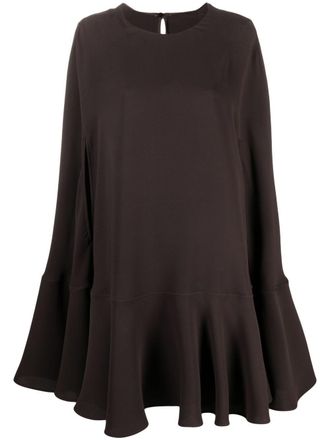 Valentino Garavani silk cape dress - women - Silk - 46 - Brown