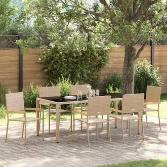 vidaXL Conjunto De Comedor De Jard&iacute;n 7 Pcs Beige, Negro Vidaxl