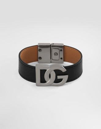 Dolce & Gabbana Calfskin Bracelet With Dg Logo - Man Bijoux Multi-colored Leather M