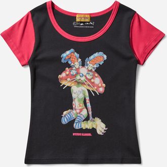 Hysteric Glamour Women s Ema / Lazy Mushroom Tiny T-Shirt Black