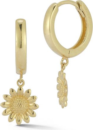 Ember Fine Jewelry 14K Gold Sunflower Charm Huggies