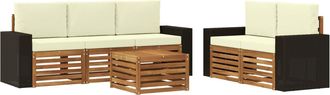 vidaXL Conjunto De Sof&aacute;s De Exterior 6 Uds. Natural Y Crema Vidaxl