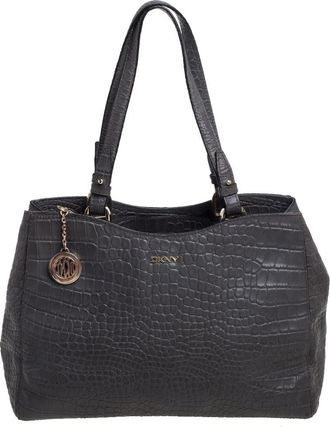 DKNY Dkny Grey Leather And Leather Totes Bag