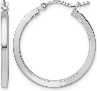 Diamond2Deal 10k Gold 2mm Square Tube Hoop Earrings