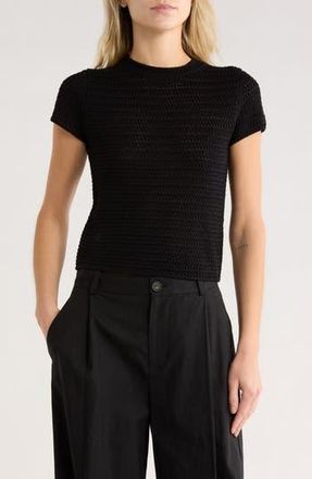 Vince Cotton Crochet Crewneck T-Shirt in Black at Nordstrom Rack, Size X-Small