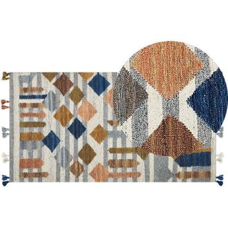 Beliani Rug KASAKH Multicolour 80 x 150 cm Wool Kilim