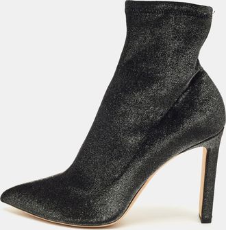 Jimmy Choo London Black Lurex Fabric Ankle Length Boots