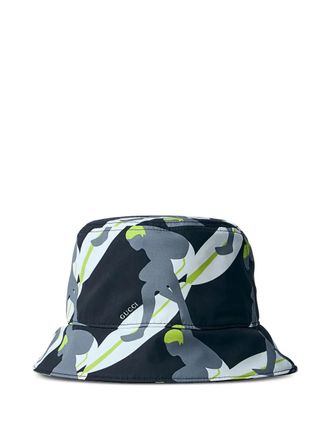 Gucci Allover Gucci surfer-print bucket hat - Black