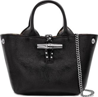 Longchamp Borsa mini Le Roseau con borchie - Nero