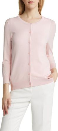 Nordstrom Crewneck Cardigan in Pink Chalk at Nordstrom, Size Small