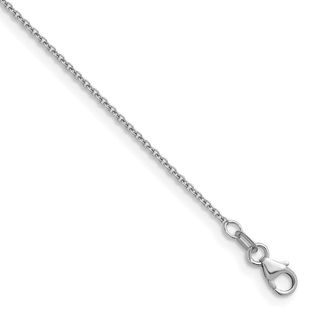 Diamond2Deal 14K White Gold Rhodium-plated Polished 1.5mm Solid Cable Chain Necklace