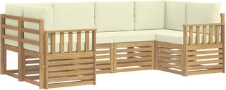 vidaXL Conjunto De Sof&aacute;s De Exterior 5 Uds. Blanco Y Crema Poli&eacute;ster Vidaxl