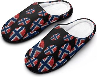 Generic Fingerprint Flag Cotton Slippers for Women Indoor Outdoor Slipper Slip-On Memory Foam Home Shoes