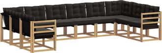 vidaXL Conjunto De Sof&aacute;s De Exterior 10 Uds. Blanco Y Negro Vidaxl