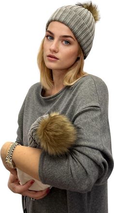 Accouch&eacute;e Mom n Me Beanie Set in Grey at Nordstrom