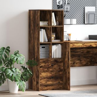 Berkfield Home Smoked Oak Shelving Unit Smoked Oak Engineered Wood Medium in Brown