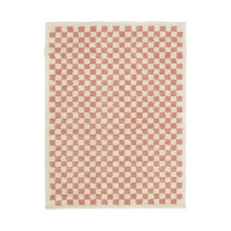 AFK Living Alfombra de pelo alto a cuadros suave y c&oacute;moda 80 x 150 cm