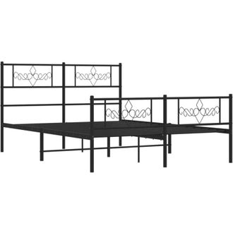 vidaXL Estructura Cama Sin Colch&oacute;n Con Estribo Metal Negro 160x200 Cm Vidaxl