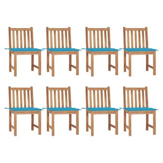 vidaXL Sillas De Jard&iacute;n 8 Unidades Madera De Teca Con Cojines Vidaxl