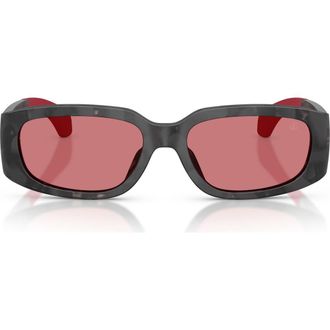Moncler Lumin 55mm Rectangular Sunglasses in Dark Regolith /Red Solid at Nordstrom