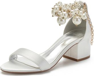 Miyoopark Comfortable Wedding Shoes for Women Block Low Heel Evening Sandals M536 Ivory UK 5.5