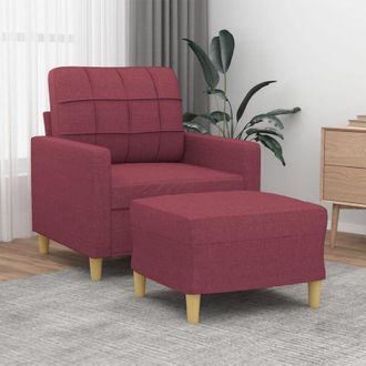 vidaXL Vidaxl - Sill&oacute;n Con Taburete Tela Rojo Tinto 60 Cm