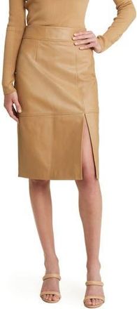 BOSS Setora Leather Pencil Skirt in Med Bge at Nordstrom Rack, Size 16