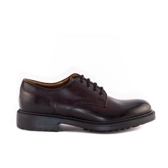 Doucal's Laced Shoes, male, Red, Size: 10 1/2 US Burgundy Leather Derby with Rubber Sole