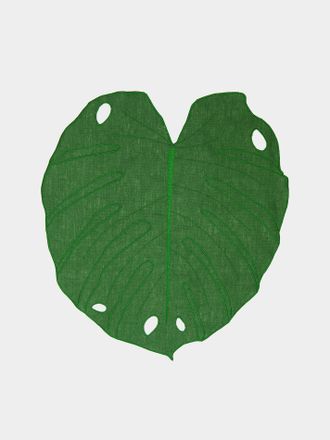 La Gallina Matta Set of 4 Monstera Embroidered Linen Placemats