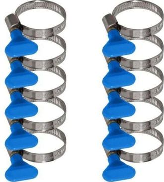 OEM Paquete De 10 Abrazaderas De Manguera Con Tuerca De Mariposa De Acero Inoxidable - Abrazadera De Manguera Con Banda De 9 Mm (tuerca De Mariposa Azul D