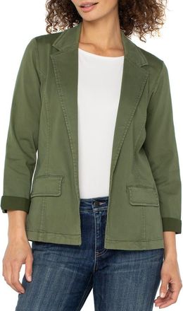 Liverpool L.A. Fitted Open Front Twill Blazer in Forest Shade at Nordstrom, Size X-Small