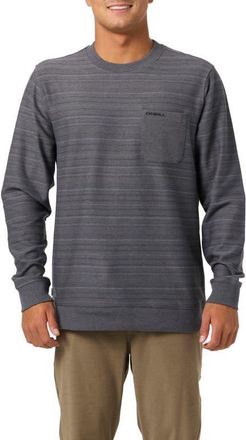 O'Neill Bavaro Stripe Cotton Blend Twill Crewneck Sweatshirt in Graphite at Nordstrom, Size Xx-Large