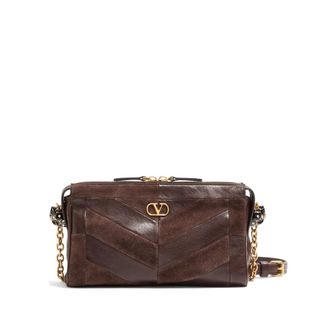 Valentino Garavani Panthea Small Shoulder Bag In Suede And Nappa With Chevron Pattern
