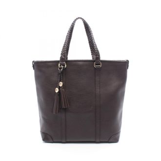 Gucci Brown Leather Handbag Tote Bag (Pre-Owned)