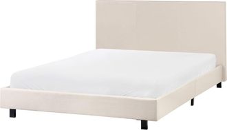 Beliani Cama matrimonial de tejido beige 140x200