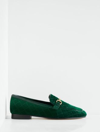 Talbots Katelyn Quilted Velvet Loafers - Dark Highland Green - 10 1/2 M Talbots