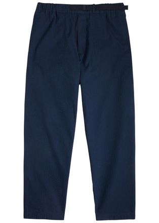 Moncler Tapered-leg Seersucker Trousers - Navy - 52 (W36 / XL)