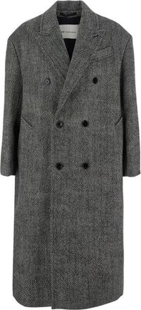 Ami Grey Peaked Lapel Coat