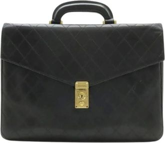 Chanel Pre-owned Handbags, male, Black, Size: ONE SIZE Pre-owned Bicolore Leather Business Bag