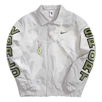 Nike Mens Nike x Pigalle Story Crossover Logo Pattern Sports Gray Jacket CI9955-078